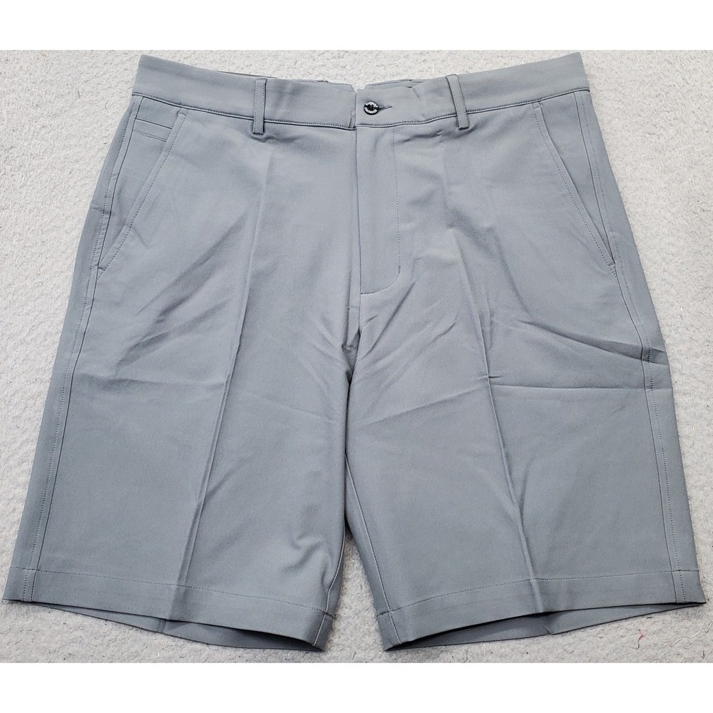 Dunning Golf Shorts Mens 33 Gray Player Fit Woven Performance Stretch Flat Front
